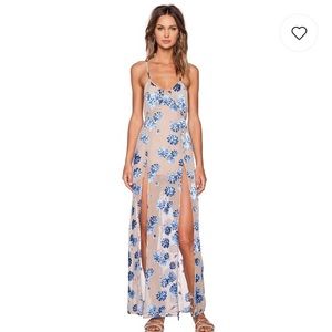 For love and lemons maxi small floral blue dress